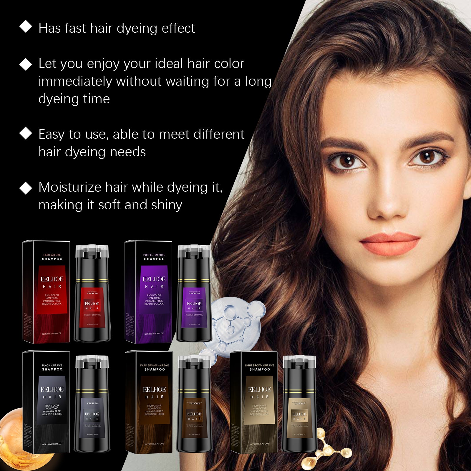 EELHOE Hair Shampoo Plant Extract Curing Multicolor DIY Color Trend Hair Gentle Easy Color Shampoo EELHOE Hair Shampoo Plant Extract Curing Multicolor DIY Color Trend Hair Gentle Easy Color Shampoo